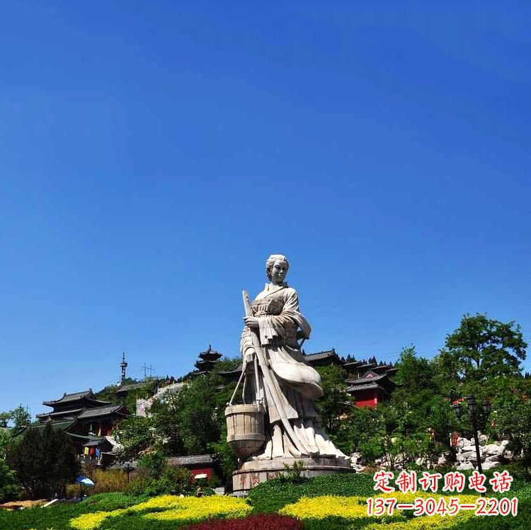 周口景区历史人物雕塑,春秋四大美女之文姜汉白玉石雕像