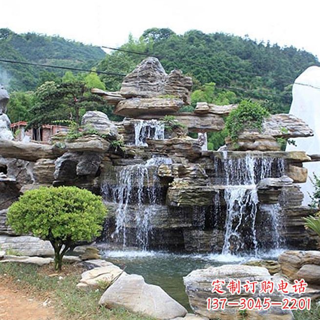 周口领雕塑让您的景区更精彩——奇石流水假山雕塑