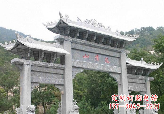 周口三门仿古牌坊石雕,精美绝伦