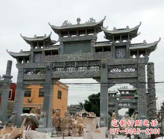 周口石雕牌坊,精致雕塑让你完美点缀