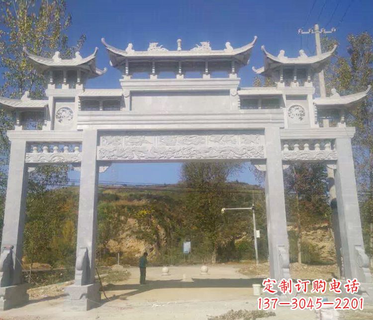 周口中领雕塑:精雕制作仿古石牌坊石雕