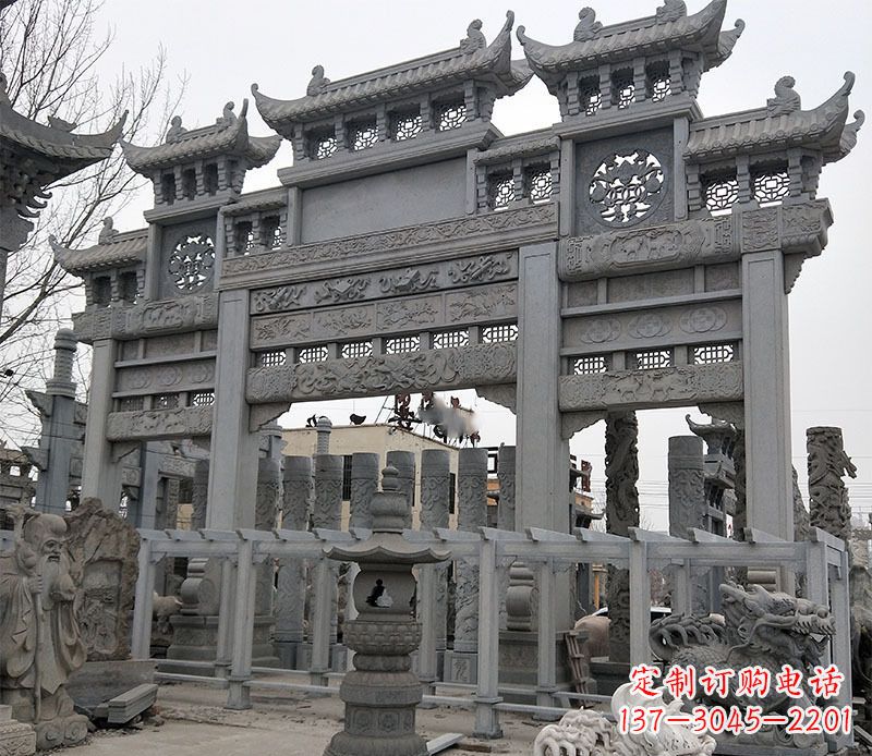 周口京中领雕塑:牌坊石雕定制