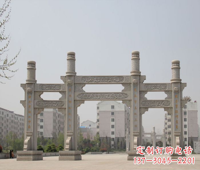 周口上中领雕塑:牌坊石雕定制