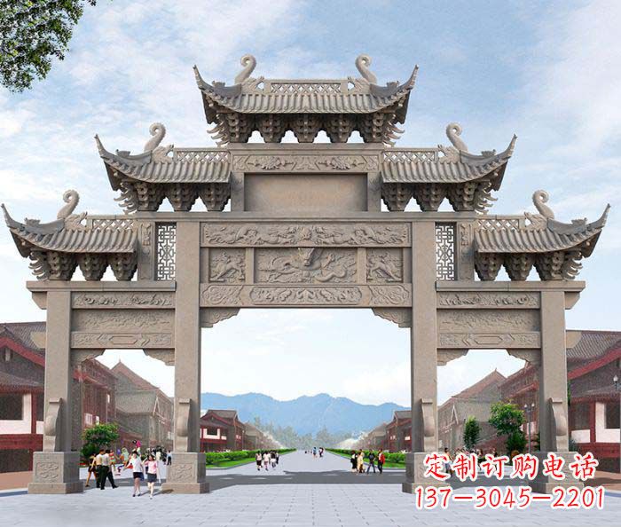 周口景区三门石雕牌楼 (3)