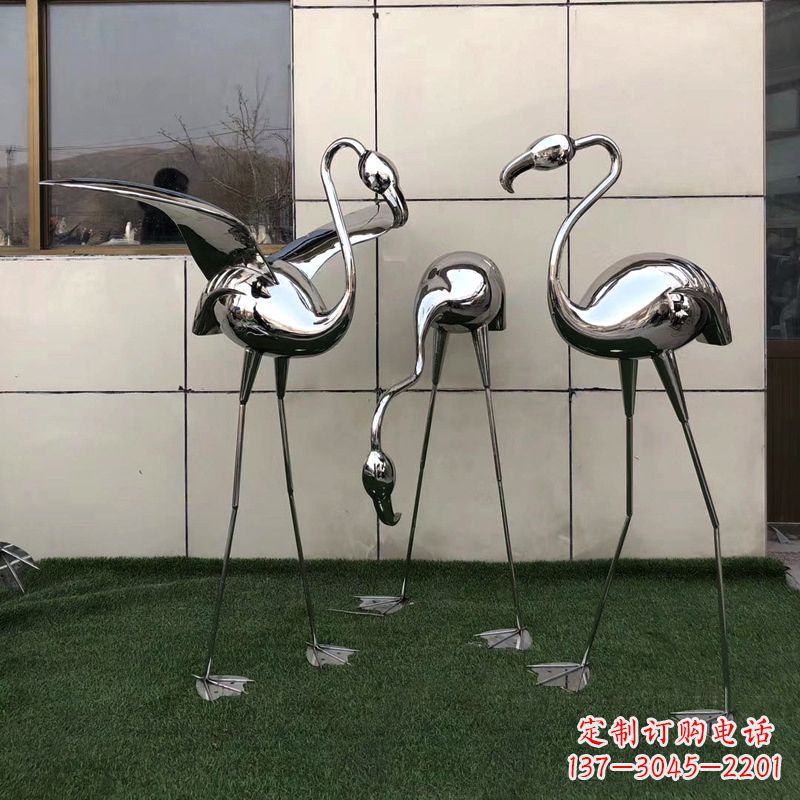 周口魅力传递，不锈钢仙鹤雕塑