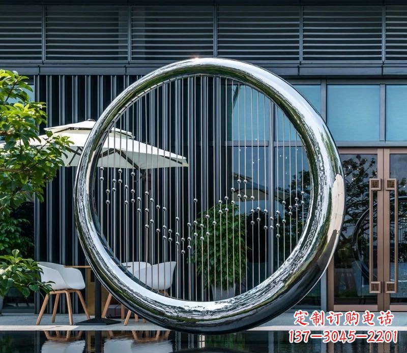 周口精美的镜面不锈钢圆环雕塑