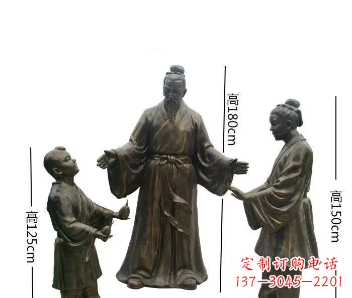 周口经典传承,孔融让梨人物铜雕