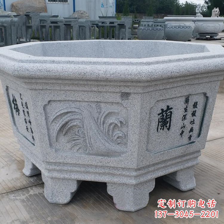 周口兰花-中式砂岩花盆雕塑
