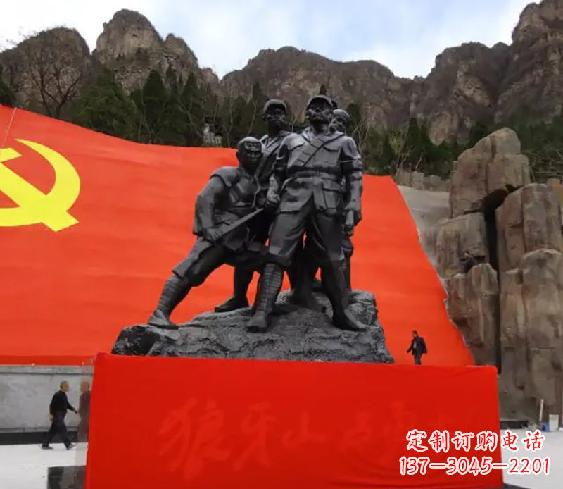 周口狼牙山五壮士烈士铜雕,永载革命先烈光辉
