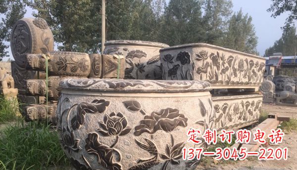 周口出类拔萃的丝绸石浮雕仿古圆水缸