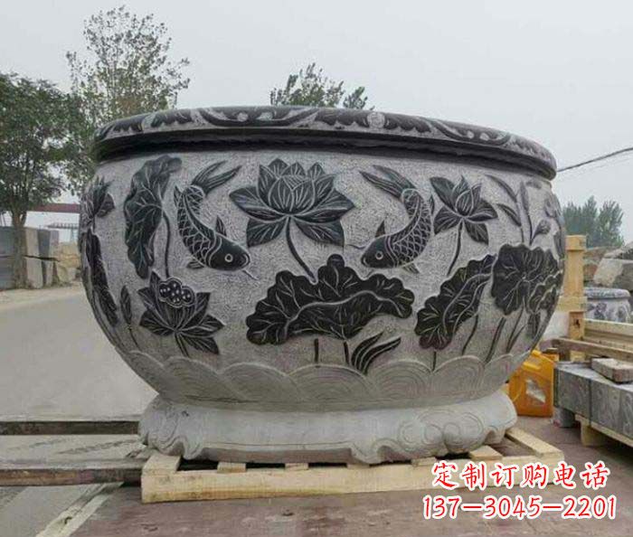 周口中领雕塑出品，精致仿古圆水缸雕塑