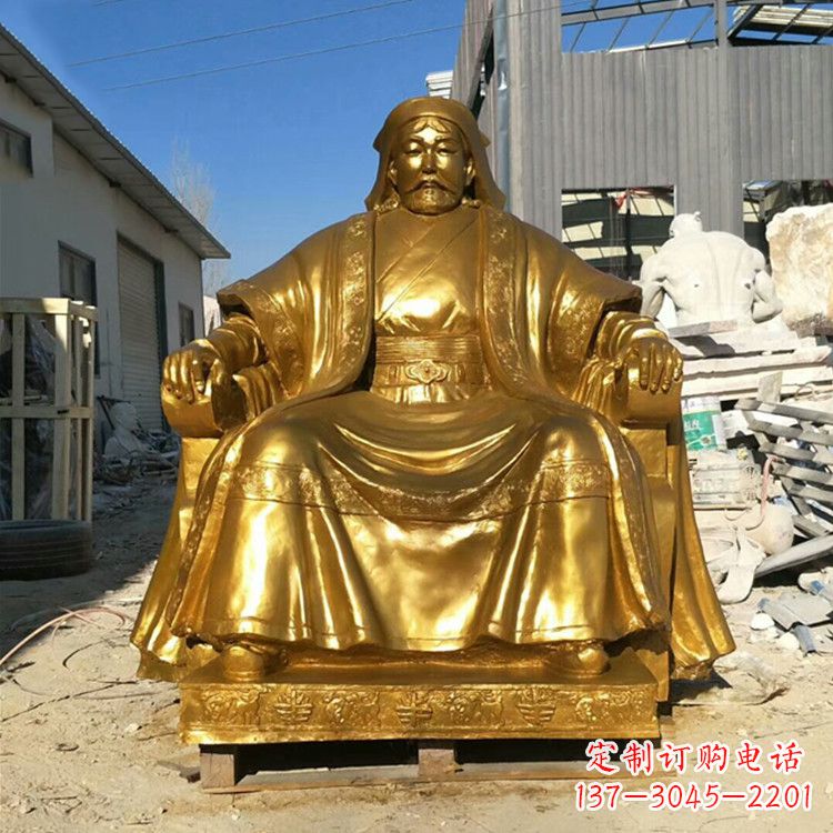 周口精美鎏金成吉思汗雕像,铸就历史精神