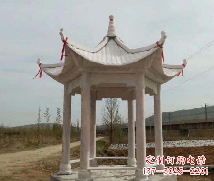 周口六角石雕凉亭 (2)