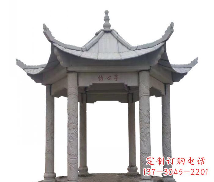 周口六角石雕凉亭 (5)