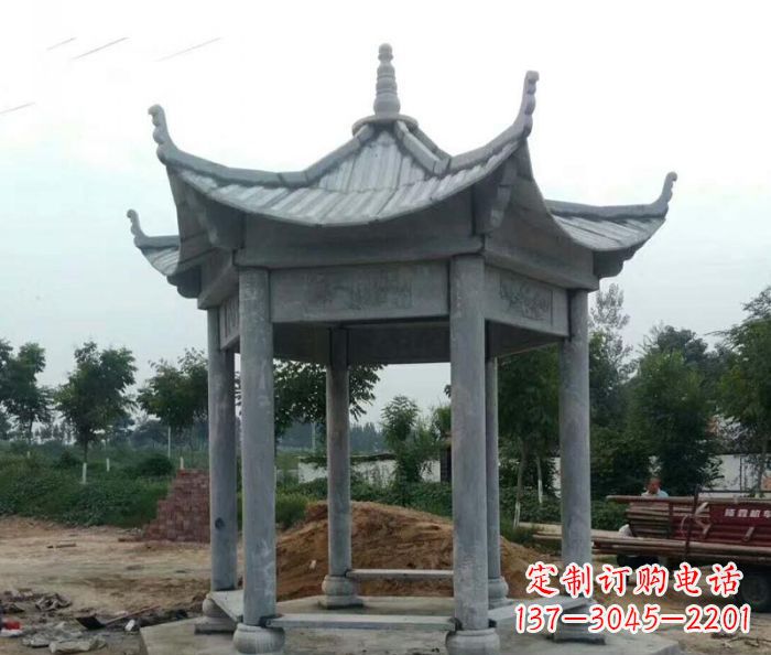 周口六角石雕凉亭 (4)