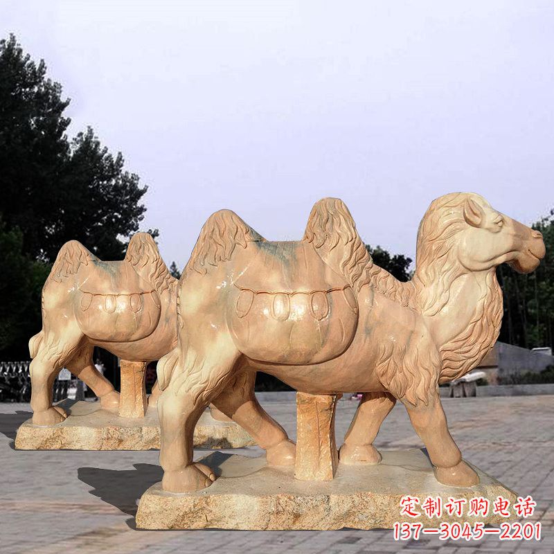 周口骆驼雕塑晚霞红石雕动物