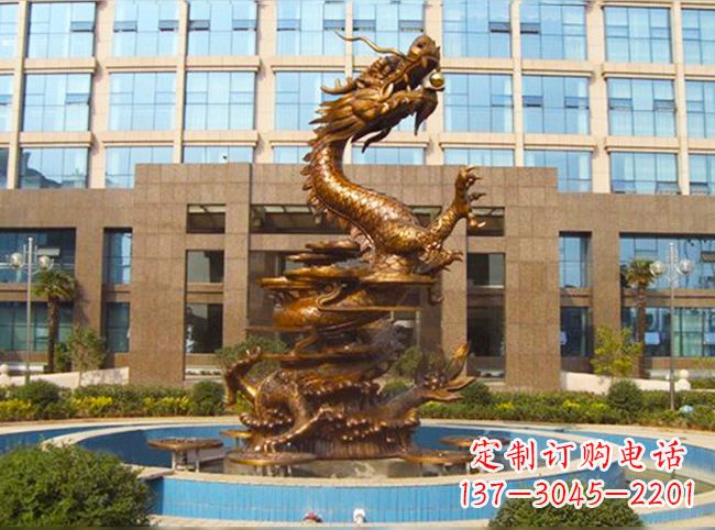周口企业大门铜雕龙喷泉景观雕塑