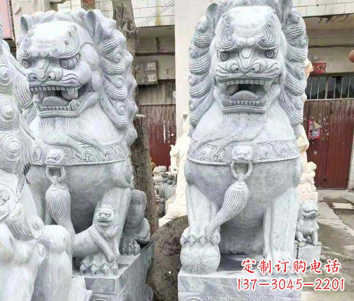 周口象征力量的大理石狮子石雕