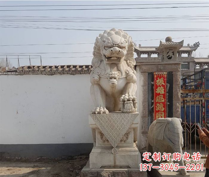 周口精美大理石狮子石雕