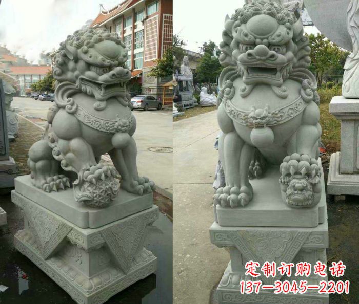 周口大理石狮子石雕——雕塑定制中的艺术精品