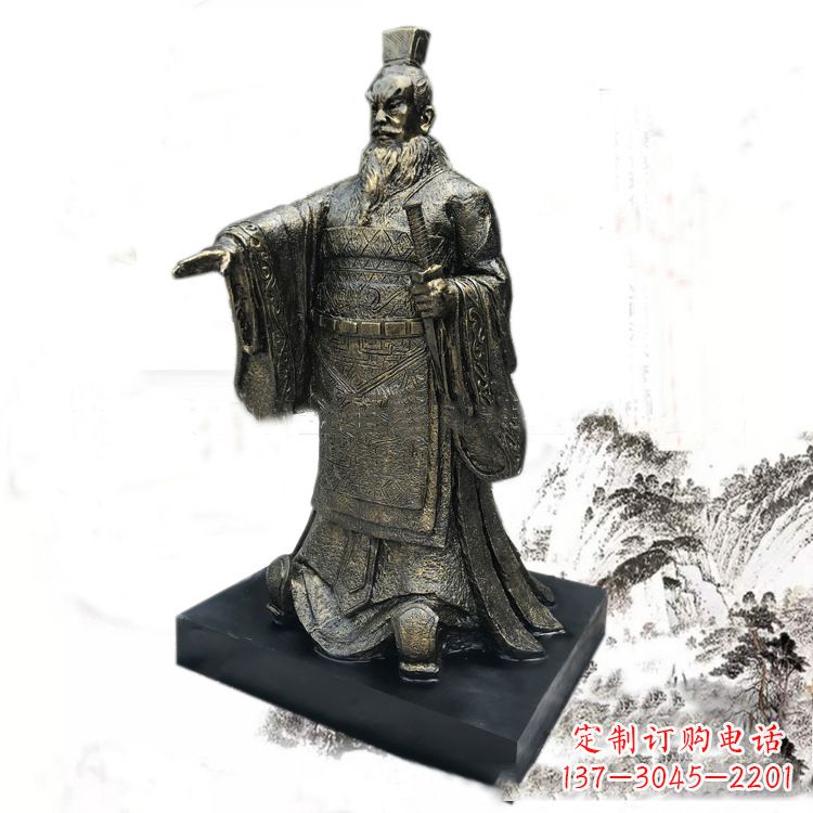 周口精美秦始皇玻璃钢仿铜雕塑