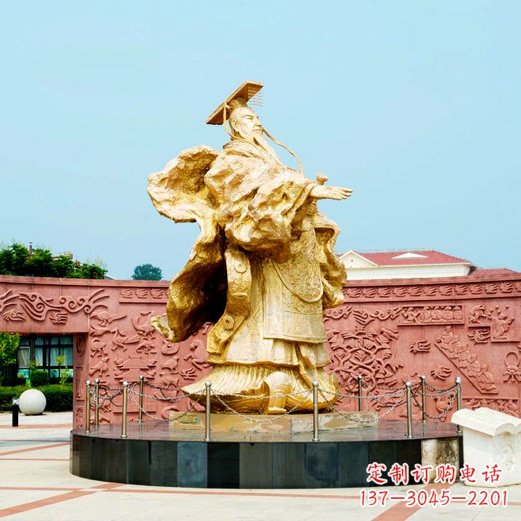 周口中领雕塑:秦始皇鎏金铜雕塑像