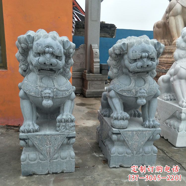 周口精美的青石北京小狮子雕塑