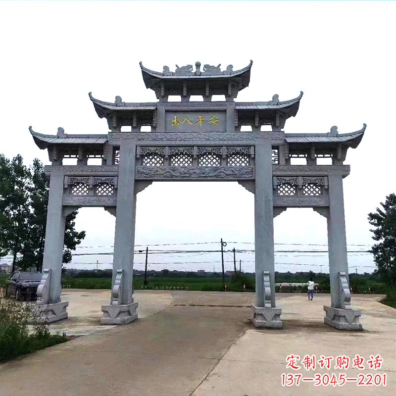 周口青石仿古农村牌坊雕塑