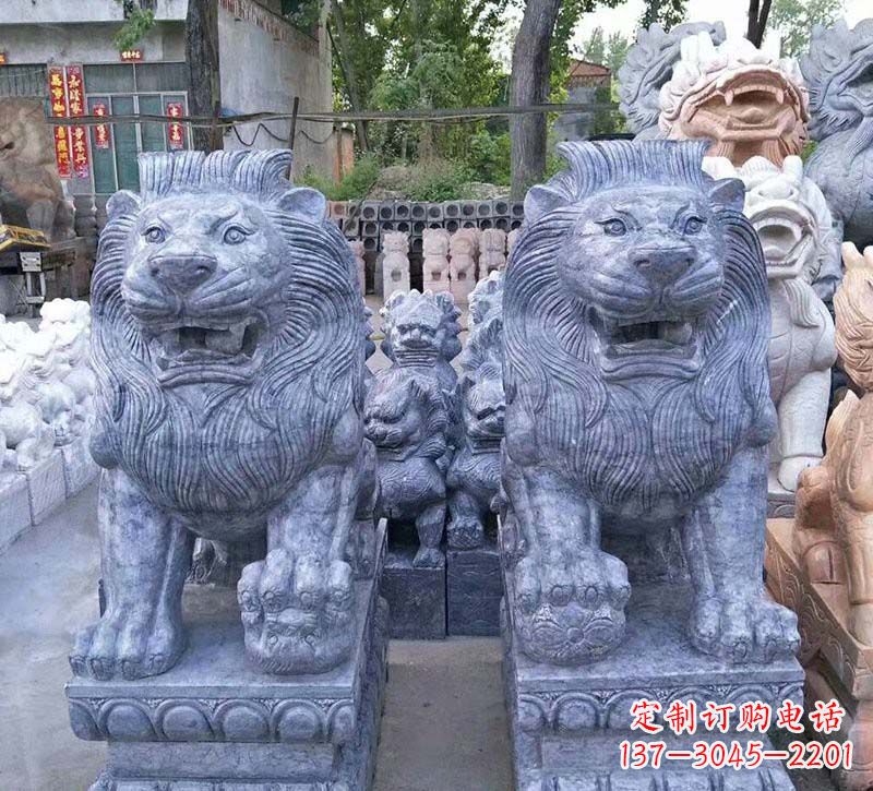 周口青石仿古西洋狮子石雕,典雅大气
