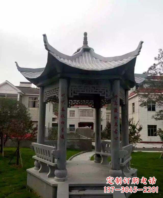 周口精美绝伦青石六角凉亭雕塑