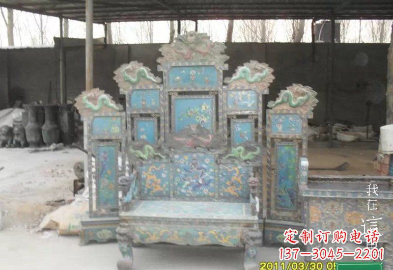 周口青铜仿古龙椅雕塑