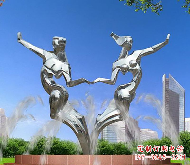 周口爱情镌刻,不锈钢抽象情侣雕塑