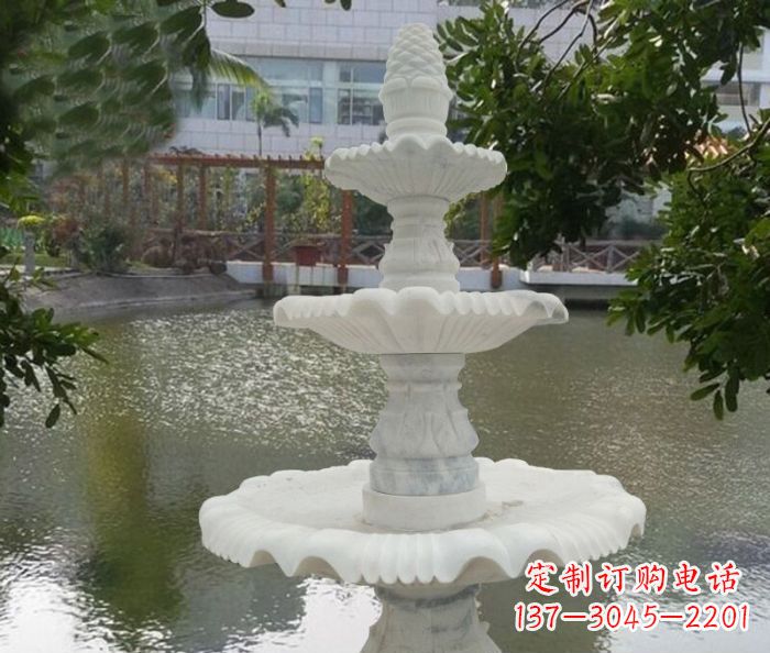 周口三层喷泉汉白玉公园石雕