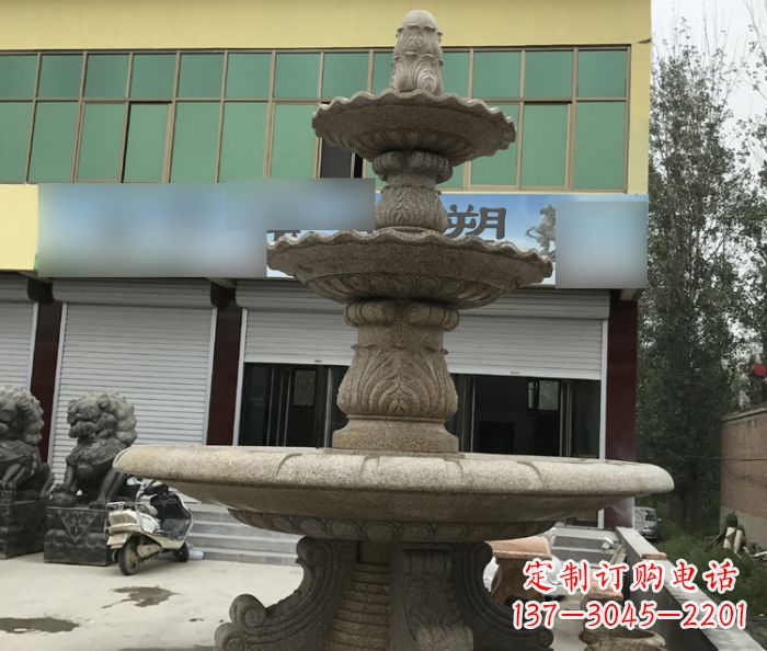 周口三层砂岩喷泉欧式石雕,定制专属你的雕塑