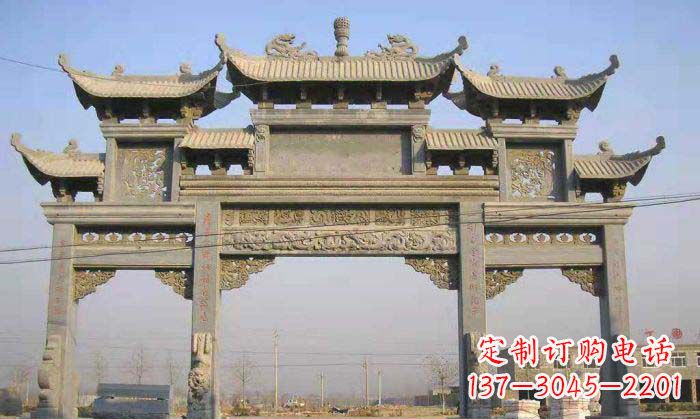 周口特色街角石雕牌坊精致典雅的装点