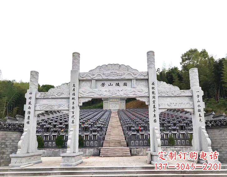 周口精致雕刻的三门石牌坊雕塑