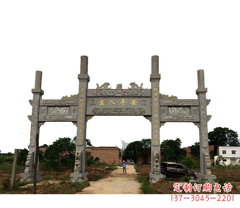 周口三门石牌坊石雕_1