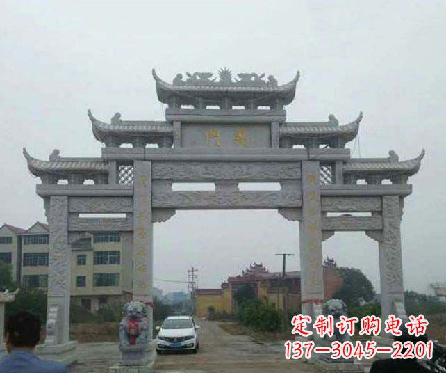 周口三门五楼仿古牌坊石雕