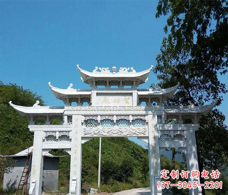 周口三门五楼牌坊石雕 (2)