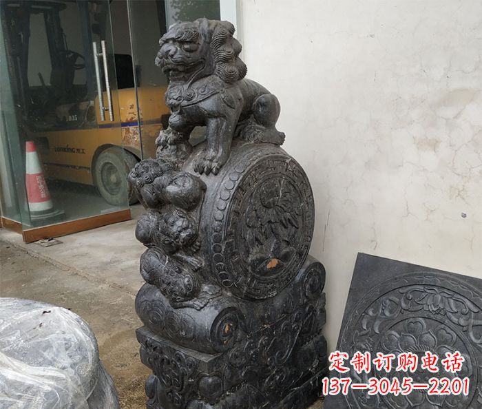 周口狮子抱鼓石仿古石门墩 (2)