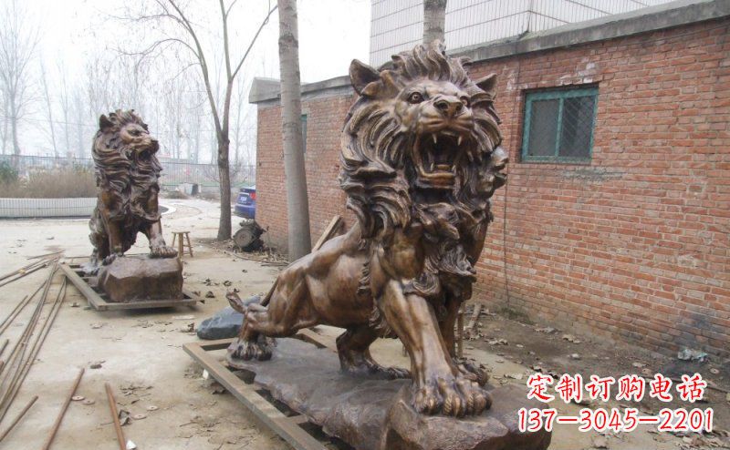 周口狮子企业动物铜雕