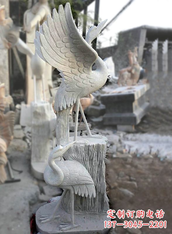 周口石雕仙鹤景观摆件