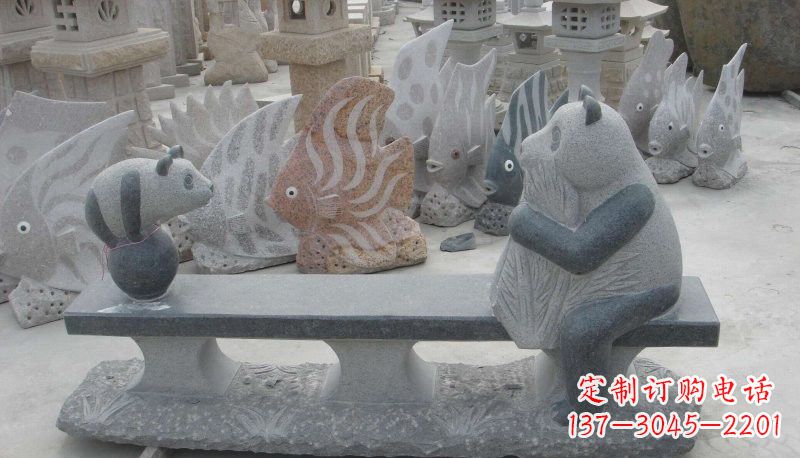 周口石雕熊猫座椅