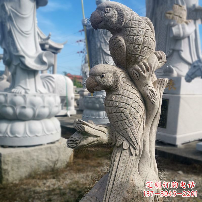 周口石雕鹦鹉景观雕塑摆件
