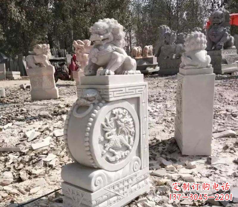 周口石雕园林狮子抱鼓石 