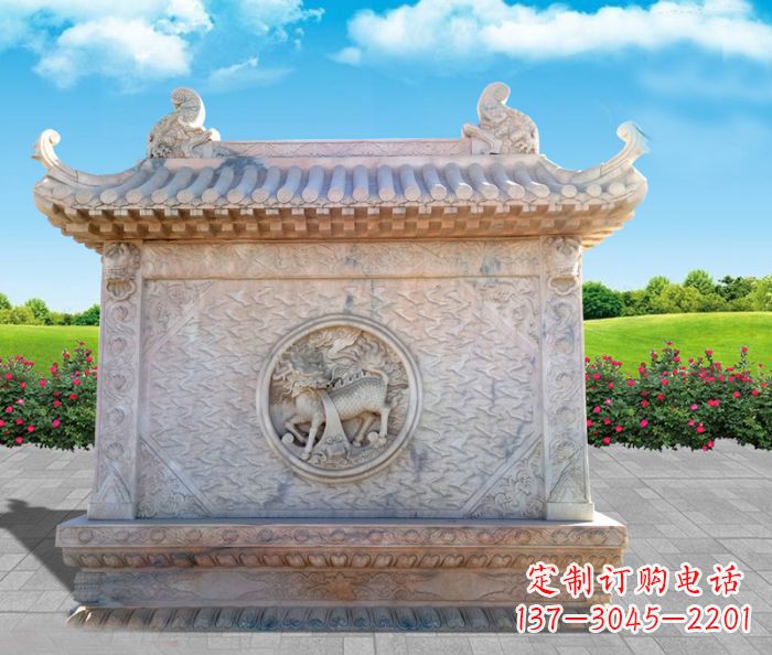 周口石浮雕麒麟庭院影壁