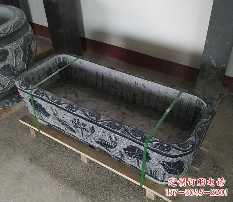 周口石浮雕鱼缸仿古鱼缸石雕