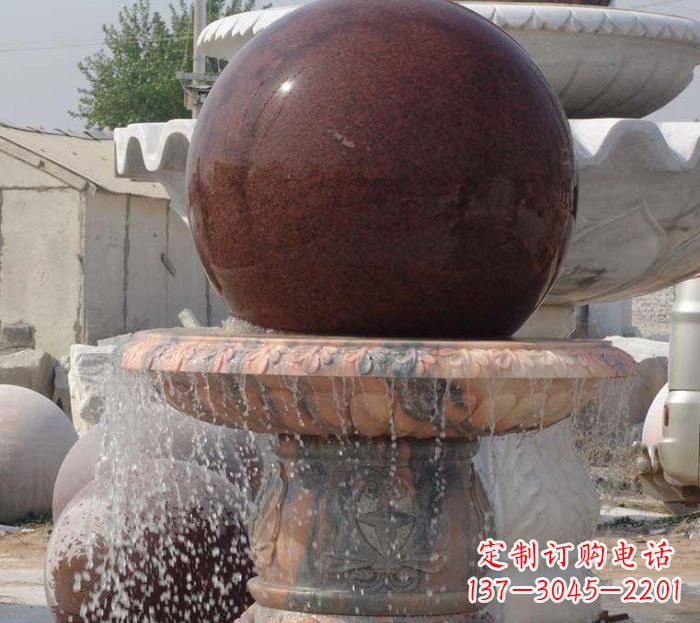 周口石来运转小型风水球喷泉石雕