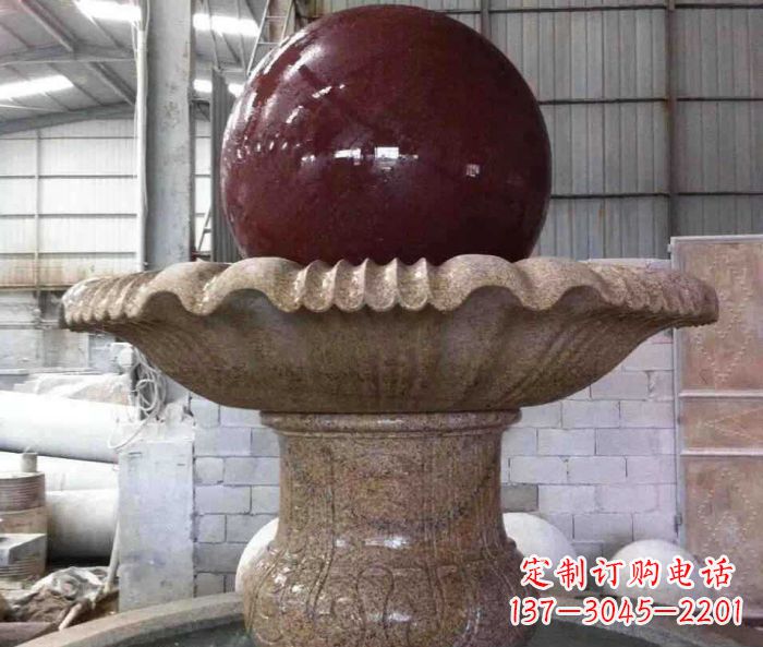 周口石来运转小型风水球喷泉石雕 (2)