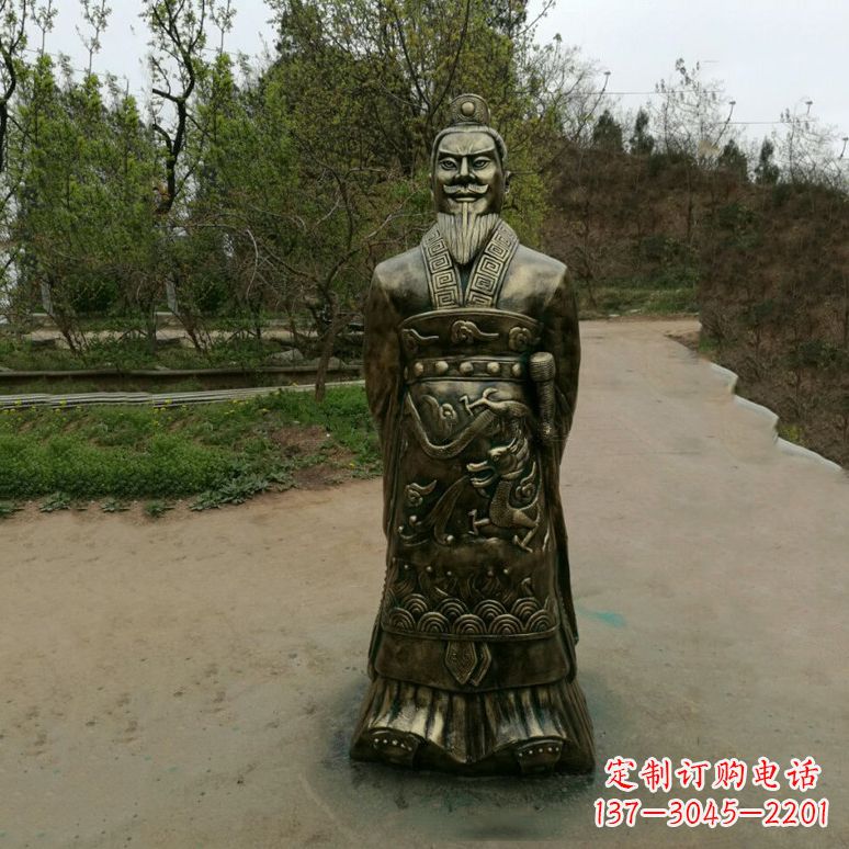 周口始皇嬴政玻璃钢仿铜雕塑
